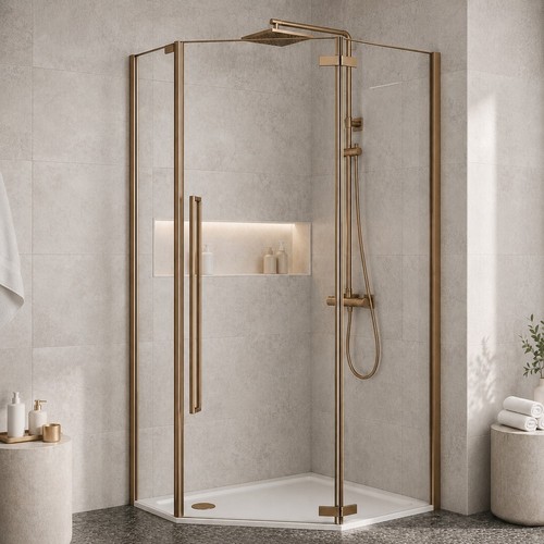 Brushed bronze hinged shower - bronze,