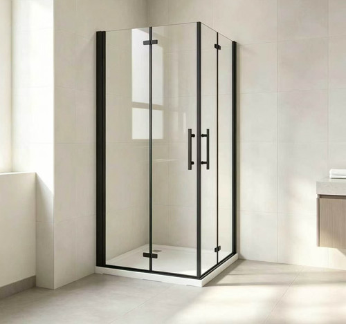 Black shower enclosure - shower, pivot