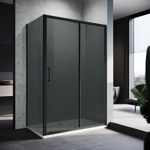 Black sliding shower - black, enclosure