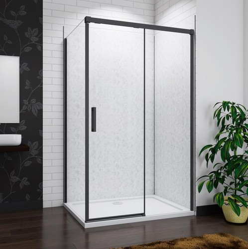 Slim black sliding shower - sliding,