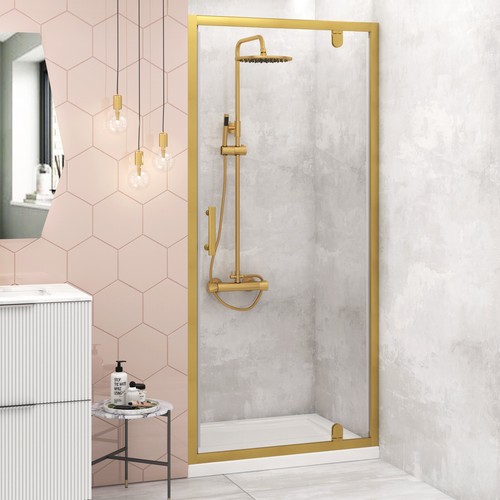Brushed brass pivot door - brass,